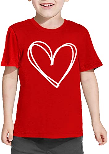 Image of LAZYCHILD Kids Valentine Shirt Girls Valentines Day Shirts Heart Graphic Long Sleeve Striped Tee Tops 5-14 Years