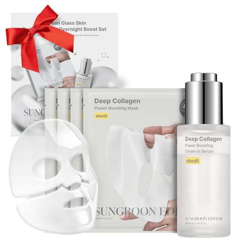SUNGBOON EDITOR Deep Collagen Boost Set | Face Mask (4ea) & Serum | Glass Skin & Firming Care Kit | 2.16M ppb Collagen + Volufiline | Stocking Stuffers, Gifts for Women | Korean Skincare SUNGBOON EDITOR Deep Collagen Boost Set | Face Mask (4ea) & Serum | Glass Skin & Firming Care Kit | 2.16M ppb Collagen + Volufiline | Stocking Stuffers, Gifts for Women | Korean Skincare