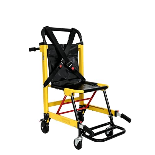 LINE2design-USA-EMS Mobility Chair-70002-Y Medical Emergency Patient Transfer - 4-Wheel Evacuation Chair - Load Capacity: 400 lb - Yellow. NO Tracks. Manual Chair.