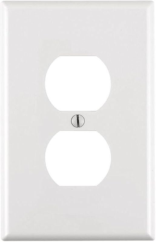 Leviton Direct Size, White Leviton PJ8-WM 1-Gang Duplex Receptacle Wallplate, Midway, Thermoplastic Nylon, Device Mount, 10 Pack