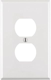 Leviton Direct Size, White Leviton PJ8-WM 1-Gang Duplex Receptacle Wallplate, Midway, Thermoplastic Nylon, Device Mount, 10 Pack