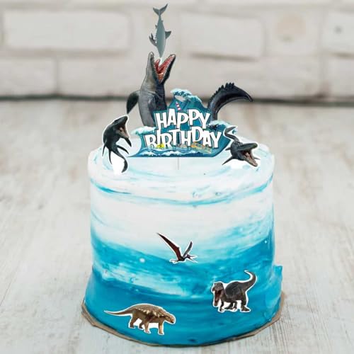 Mosasaurus Dinosaur Cake Toppers 49Pcs Dinos Birthday Cupcake Decorations by GLURUITE - Used condition - Image 3