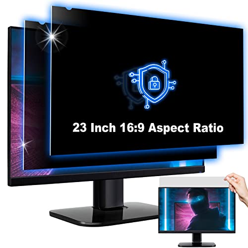 YAKAI【2-PACK Computer Privacy Screen Filter 23 Inch for 16:9 Aspect Ratio Widescreen Monitor, Anti-Spy & Anti-Glare Blue Light Blocking Protector - WxH: 20 1/16" x 11 5/16" (509mm x 286mm)