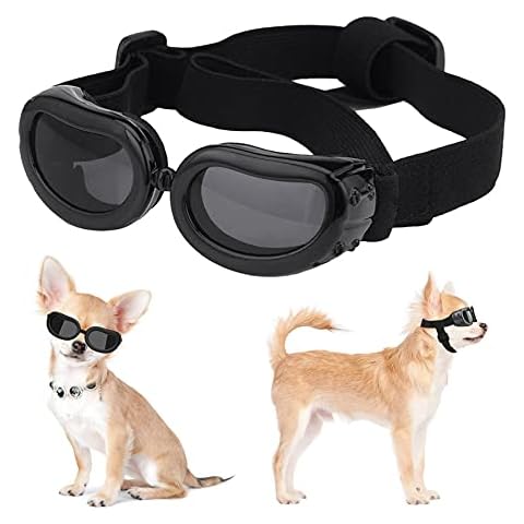 LONXAN Hunde Sonnenbrille Verstellbarer Riemen Winddichte Regensichere Sonnenbrille Cover