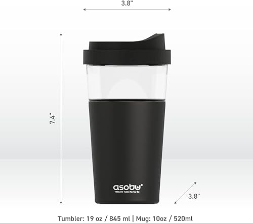 Miniatura 6 de asobu Vaso Tritan Vista de aislamiento transparente para café helado y té helado con funda de acero inoxidable aislada extraíble, boquilla abierta
