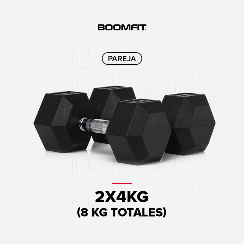 BOOMFIT Hex-Hanteln Paar mit Gummi-Beschichtung und rutschfestem Griff | Kurzhantel-Set für Krafttraining Zuhause | Bodenschonend Antirutsch | Erhältlich von 1 bis 50 kg pro Hantel
