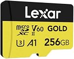 Lexar 256GB Professional Gold Micro SD Carte, UHS-II, C10, U3, V60, A1, Complet HD, 4K, Jusqu'à 280/180 Mo/s microSDXC Carte mémoire, pour Drones, Caméras d'action, Appareils de jeux portables (LMSGOLD256G-BNNNG)