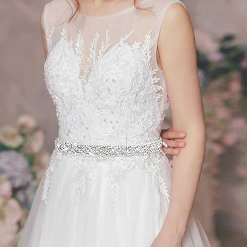 Bridal Wedding Belt, Silver Glitter Formal Belts for Dresses, Gown Bridesmaids Prom Formal Evening Dressing Accessories3