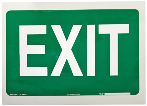Panneau Exit autocollant Brady pour indiquer clairement les issues, sticker polyester 25x35cm