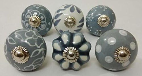 LIGHT GREY COLOR CERAMIC KNOBS DRAWER PULLS KID BEDROOM KNOBS CABINET KNOBS KITCHEN KNOBS PULLS (DESIGN O5)