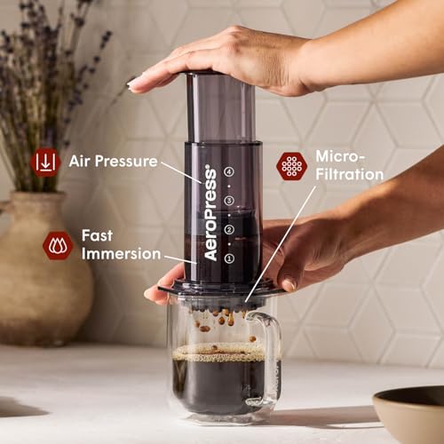 Image of AeroPress Clear Black Coffee Press, French Press, Pour-Over & Espresso Style