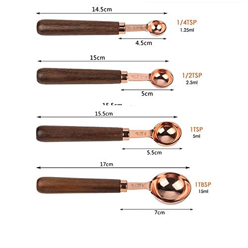 Stainless Steel Measuring Cups And Spoons Set With Walnut Handle For Gift Dry Liquid Ingredients Cooking Baking Measuring Baking Rose Gold (Measuring Cups And Spoons) #TOP7