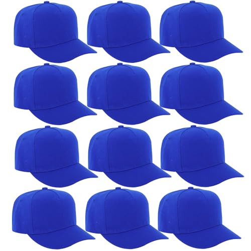 Image of 12 Pack Seamless Baseball Caps Wholesale Bulk - No Center Seam, DIY Friendly, Adjustable Breathable Lightweight for Men Women