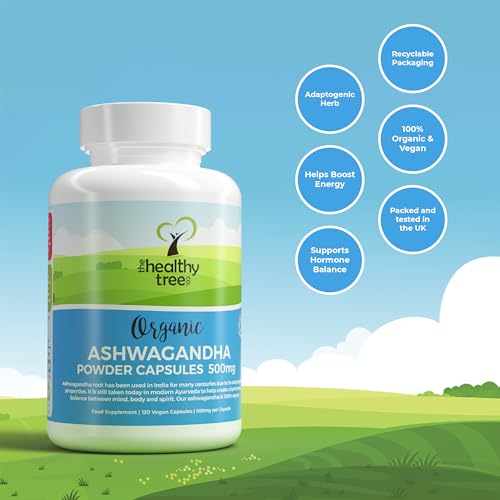 Organic Ashwagandha Capsules by TheHealthyTree Company - Vegan, 100% ...