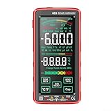 Vollbild-Digital-Multimeter, 683 AC DC Multimeter, 6000 Counts Touchscreen mit USB-Ladevorgang für elektrische Prüfung (rot)