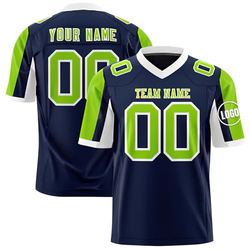 Generisch Personalisiert American Football Trikot Personalized Printed Team Name & Number für Herren Damen Kinder Jugend Laufshirt Herren Langarm Winter