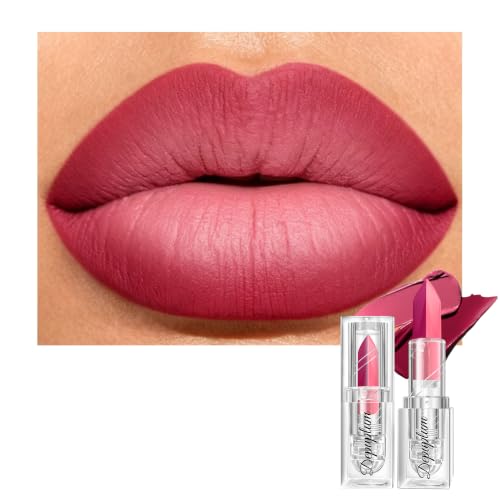 Image of Depuplum Pink Matte Lipstick Dark Purple Lipsticks for Women Dual Tone