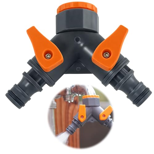 DmDoyy Conector 2 Vías Adaptador para Grifo Doble, Adaptador De Divisor De Grifo 2 Vías, Conector De Válvula En Forma De Y 2 Interruptores Rotativos, para Grifo De 3/4', Manguera 1/2' De Jardín