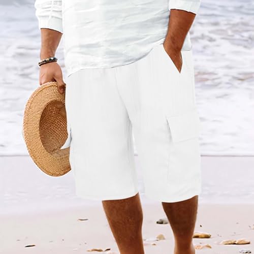 Shorts casual de hombre con cintura elástica y bolsillos grandes miniatura 4