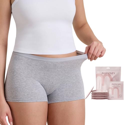 Momcozy Wochenbett Unterwäsche Baumwolle 7er Set Wöchnerinnen Slips atmungsaktive Einweg Unterhosen Damen mit mittelhohem Bund und breitem Zwickel Grau XL