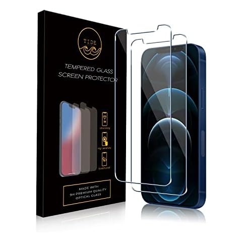Tide Optics Screen Protector For iPhone 12, 12 Pro 6.1-Inch, Tempered Glass Film Easy To Install, Case Friendly (2 Pack) Cover