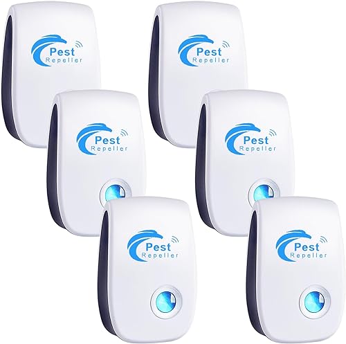Repelente Ultrasónico de Plagas, 6 Pack Electrónico Repelente Mosquitos, Repelente Mosquitos Control de Plagas para Interiores, Moscas, Ratones, Cucarachas, Arañas, Roedore