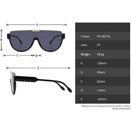 Image of Oversized Sunglasses Women Men Luxury Big Frame Mask Glasses Goggle Flat Top Clear Eye Protection Glasses Shade UV400