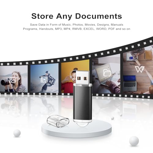 TOPESEL USB Flash Drive 5 Pack 64GB USB 2.0 Flash Drive Memory Stick USB Drive Jump Drive USB Storage Flash Drives Pen Drive Thumb Drives (5 Mixed Colors: Black Blue Green Red Silver) - Image 4