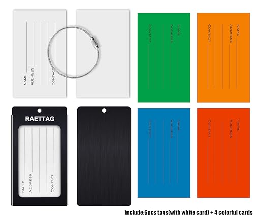 Image of Luggage Tags Metal Suitcase Tags Travel Bag ID Identifier Luggage Tag (Black 6-Pack)