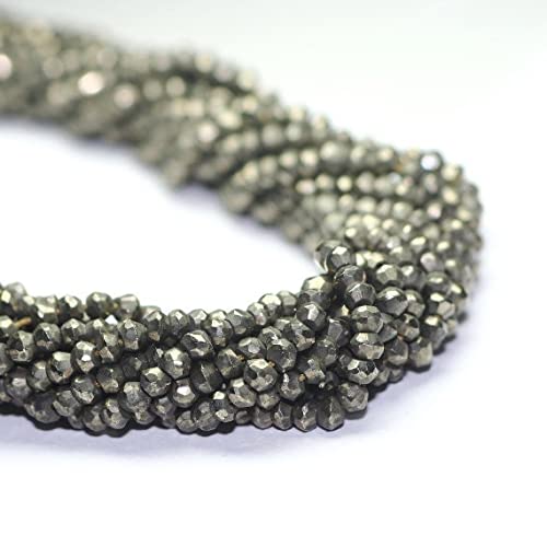 Pyrite micro facettée 3mm perles naturelles haut de gamme pour création bijoux bronze éclatant
