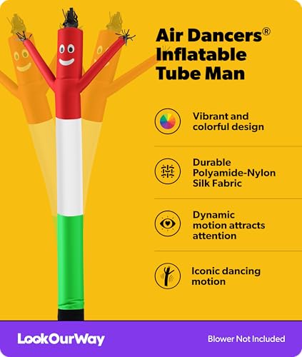 Image of LookOurWay Air Dancers Inflatable Tube Man Attachment - 20 Feet Tall Wacky Waving Inflatable Dancing Tube Guy for Business Promotion - Blower Not Included - Red /White /Green