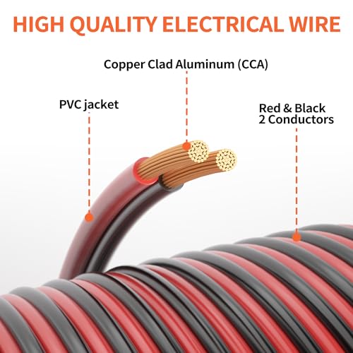 Image of 30FT 16AWG, 16 /2 AWG Red Black Hookup Electrical Wire LED Strips Extension Cord 12V /24V DC Cable, 16 Gauge Wire 2 Conductors Flexible Low Voltage Cable for in-Home, Autos, Schools use