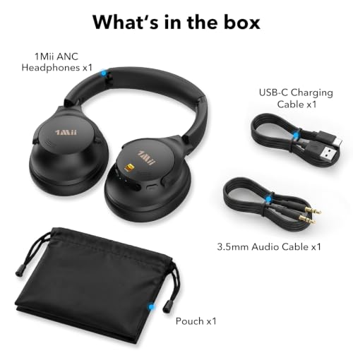 1Mii Y8+ Hybrid Active Noise Cancelling Headphones for Airplane & Travel | Bluetooth 6.0 Over-Ear, 100H Playtime, LDAC Wireless Hi-Res Audio, Deep Bass, Ambient Mode, Custom EQ via App, Home/Office - image 9