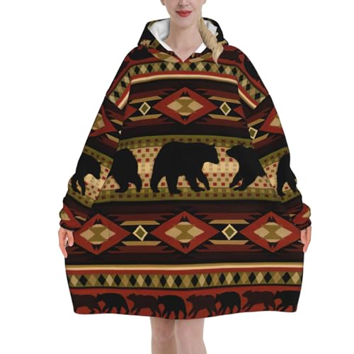 Couverture à capuche EdWal ours idée cadeau femme doux et chaud