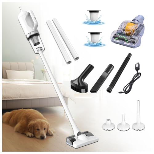 LRF-yxkj Aspiradora Fregona Sin Cable 5 in 1 Batería Recargable USB,Depósito 200 Ml, Fregona Electrica Sin Cable con 2000mah*3 Baterías para Mascotas/Alfombras/Coche/Suelos Duros/Cama