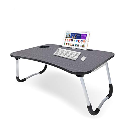 DZK Laptop Bed Table, Breakfast Tray with Foldable Legs, Portable Lap Standing Desk for Breakfast, Notebook, Books, Mini Table, Bed Tray 60 X41cm