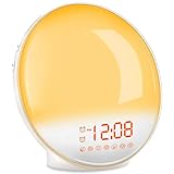 TITIROBA Wake Up Light, Sunrise Alarm Clock Radio, Bedside Lamp with Sleep Aid, Dual Alarms, Snooze, Colorful Lights, Natural Sounds for Kids Adults Bedroom