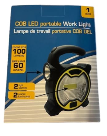 COB LED Work Light, Portable, 2 Light Sources- Front Is 100 Lumens & Side Light Is 60 Lumens, Garage Light, Gift For Dad, Workshop Light, Holiday Gift, Compact & Lightweight