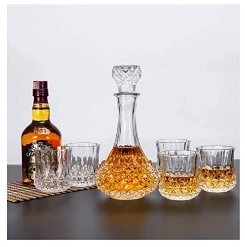 Image of Elegant Whiskey Decanter Set with Glass 7 pc for Men & Women, 1000 Ml Whiskey Crystal Liquor Drinking Decanter Gift for Alcohol Lover (MV-08)
