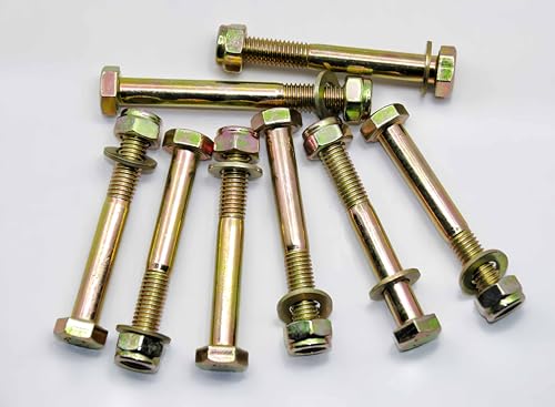 Image of M8 x 60mm Hex Head Bolt by Color Galvanization with Nylon Lock nut and Flat Washer Assortment Kit,Alloy Steel,Grade 8.8.(8pcs Pack)