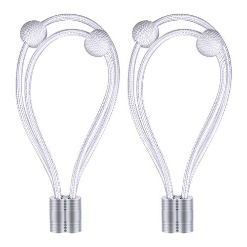 LegendTech 2 Stück Magnetische Vorhang Raffhalter Vorhang Clips Seil Rückwärtige Vorhang Halter Schnallen Vorhang Binder Gardinenhalter für Haus Dekoration Weiß Cover