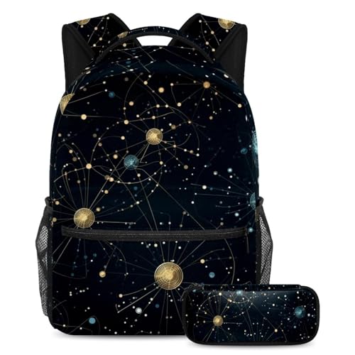 Cartable Art Constellation Virgo : grand sac à dos et trousse assortie pour élèves