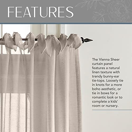 Elrene Sheer Tie-Top Window-Curtain Panel, Poly-Linen Blend, Light Gray, 52" W x 84" L (Pack of 1), W 52" x L 84" (1 Panels) - Image 3