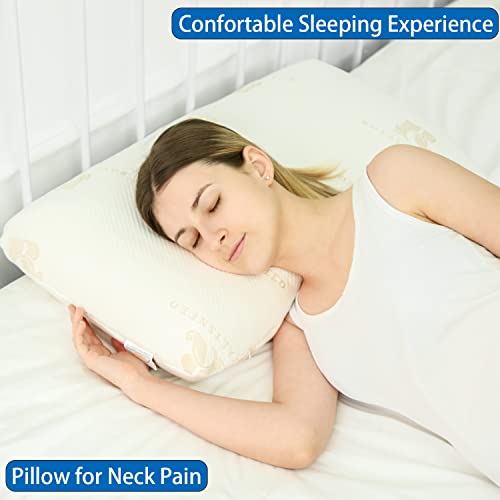 Royalisneeo Latex Pillow, Soft Bed Pillow For Sleeping With Luxurious 100% Cotton Sateen For Supine, Stomach Sleepers,Helps Relieve Shoulder And Neck Pain (28*15*5.9 In) #TOP3