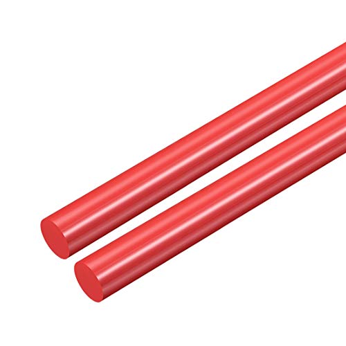 uxcell 2pcs Plastic Round Rod 1/2 Inch Dia 20 Inch Length Red (POM) Polyoxymethylene Rods Engineering Plastic Round Bars(12mm)