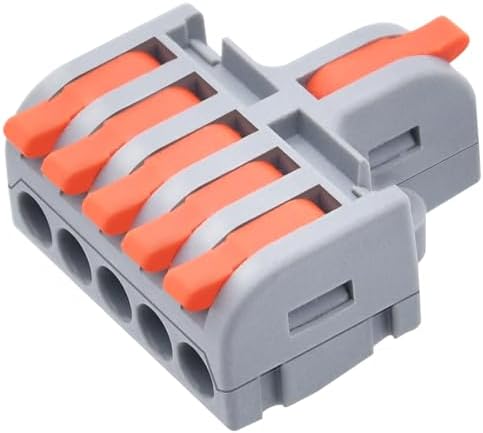 XALXMAW 10Pcs Lever Wire Connectors, 1 in 5 Out DIY Mini Splicing Compact Quick Push-in Electrical Connectors, 24-12 AWG