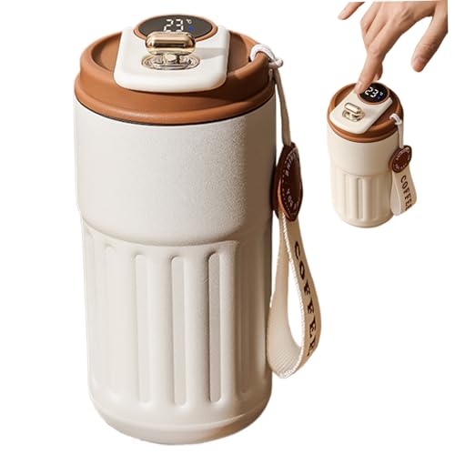 Frasco con pantalla de temperatura Smart Termal Termal de 450 ml Taca de café Taza de viaje Taza de café Smart inteligente para, bebida caliente Viajamiento Browntemperatura