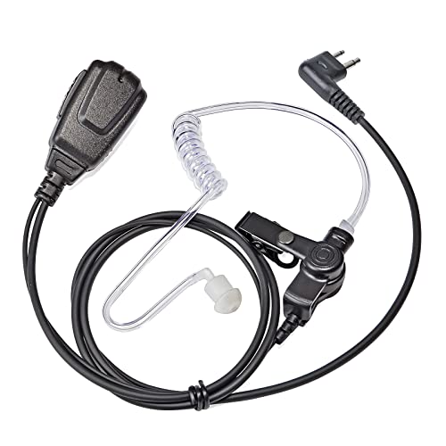 UAYESOK Covert Acoustic Tube Walkie Talkie Earpiece Headset 2 Pin with PTT Mic and Eartip Earbuds for Motorola CP040 DP1400 GP300 XT420 XT460 Hytera PD405 PD505 TC620 Two Way Radio Surveillance Kit