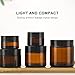 2Pack 100ml /3.3 oz Amber Round Glass Jars Empty Cosmetic Makeup Face Mask Facial Cream Balm Lotion Storage Container Jar with Black Lid and Inner Liner for Beauty Care