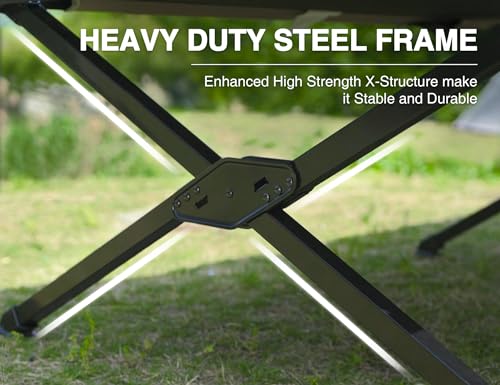 EVER ADVANCED Camping Bed for Adults Heavy Duty Supports 300KG, Single Extra Wide Folding XXL Camp Bed Foldable, Luxury Portable with Carry Bag for Camping Travel Fishing Garden Hiking Office - Image 5